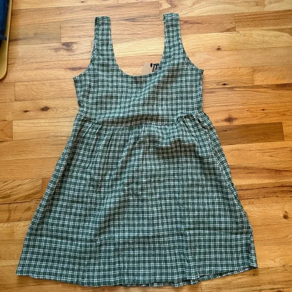 Afends ‘BASE JESSE’ Green Plaid Mini Dress - Picture 2 of 5